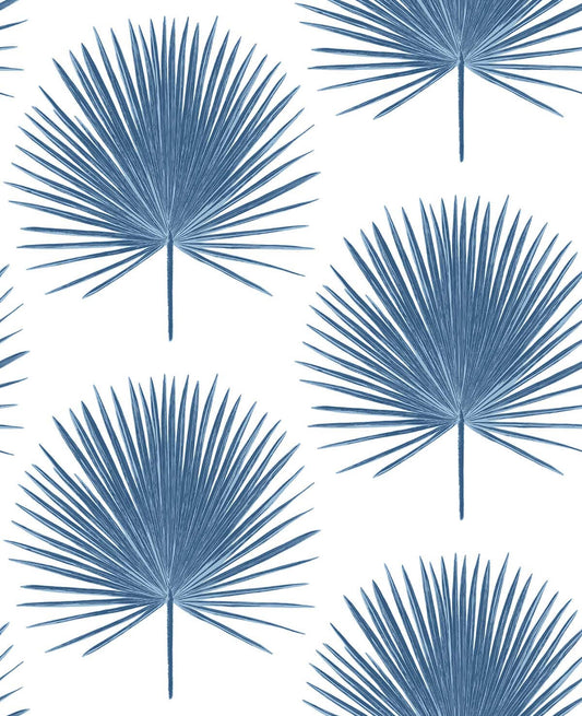 NW37502 NextWall NextWall Peel & Stick Wallpaper Palmetto Palm Coastal Blue