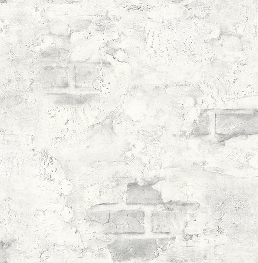 NW37800 NextWall NextWall Peel & Stick Wallpaper Stuccoed Brick Fog Gray