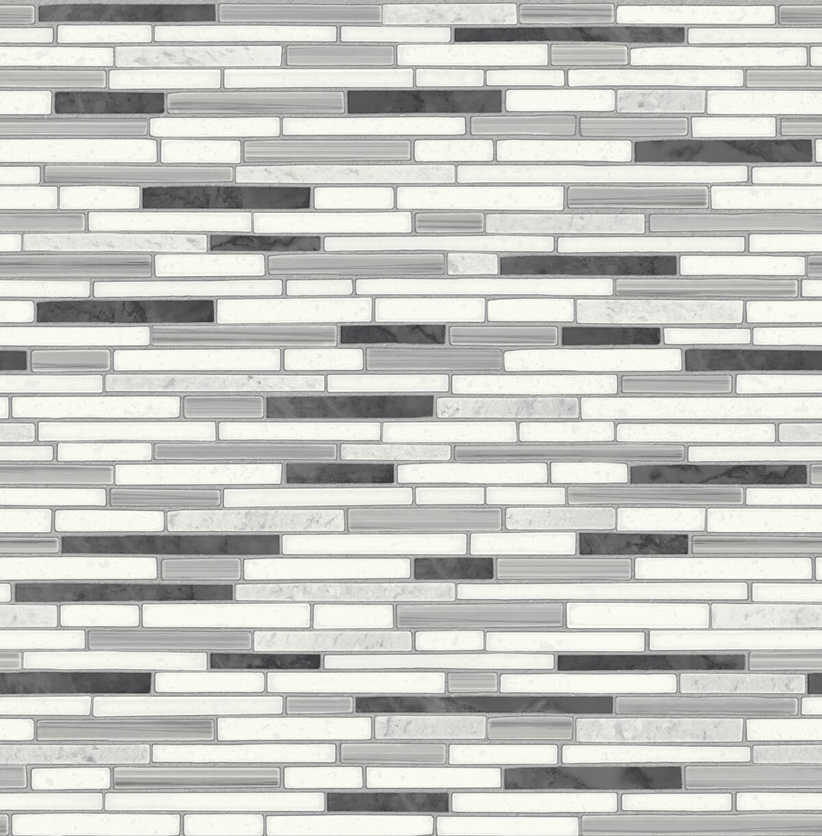 NW38410 NextWall NextWall Peel & Stick Wallpaper Faux Mosaic Strip Tile Wrought Iron & Gray