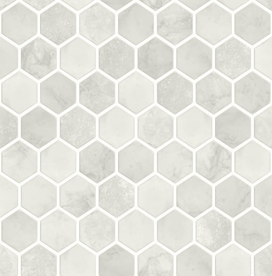 NW38606 NextWall NextWall Peel & Stick Wallpaper Inlay Hexagon Cream Neutral