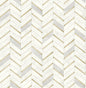 NW39205 NextWall NextWall Peel & Stick Wallpaper Chevron Marble Tile Metallic Gold & Pearl Gray