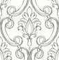 NW39400 NextWall NextWall Peel & Stick Wallpaper Sketched Damask Ebony