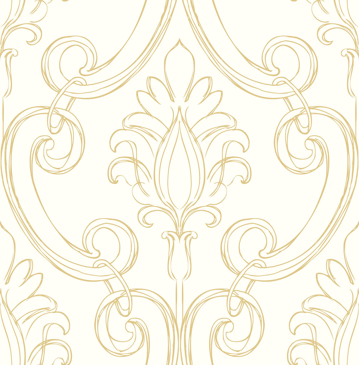 NW39405 NextWall NextWall Peel & Stick Wallpaper Sketched Damask Metallic Gold