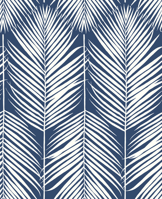 NW39802 NextWall NextWall Peel & Stick Wallpaper Palm Silhouette Coastal Blue