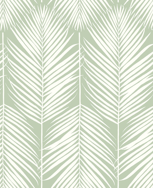 NW39804 NextWall NextWall Peel & Stick Wallpaper Palm Silhouette Pastel Green
