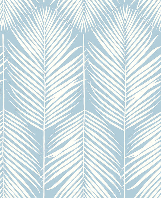 NW39812 NextWall NextWall Peel & Stick Wallpaper Palm Silhouette Hampton Blue
