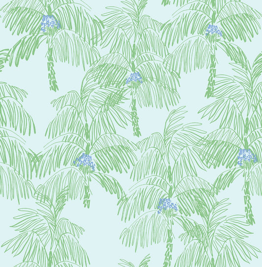 NW40002 NextWall NextWall Peel & Stick Wallpaper Palm Beach Baby Blue & Seafoam
