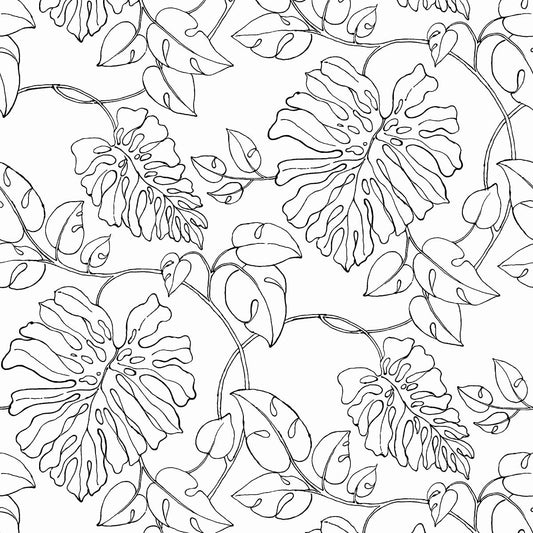NW40508 NextWall NextWall Peel & Stick Wallpaper Tropical Linework Black & White
