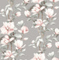 NW41401 NextWall NextWall Peel & Stick Wallpaper Magnolia Trail Metallic Silver & Petal Pink