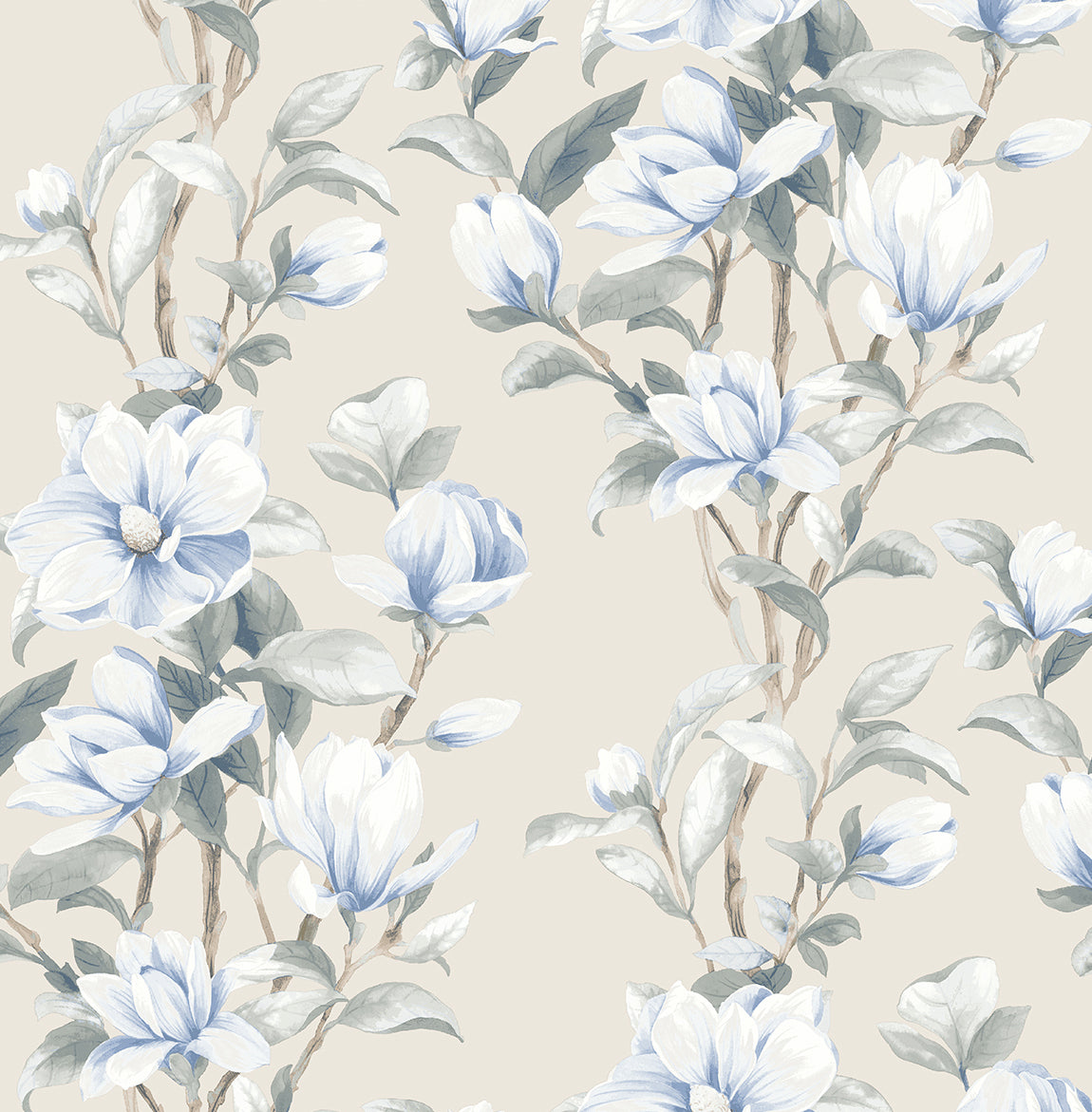 NW41412 NextWall NextWall Peel & Stick Wallpaper Magnolia Trail Linen & French Blue