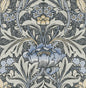 NW41500 NextWall NextWall Peel & Stick Wallpaper Acanthus Floral Charcoal & Carolina Blue