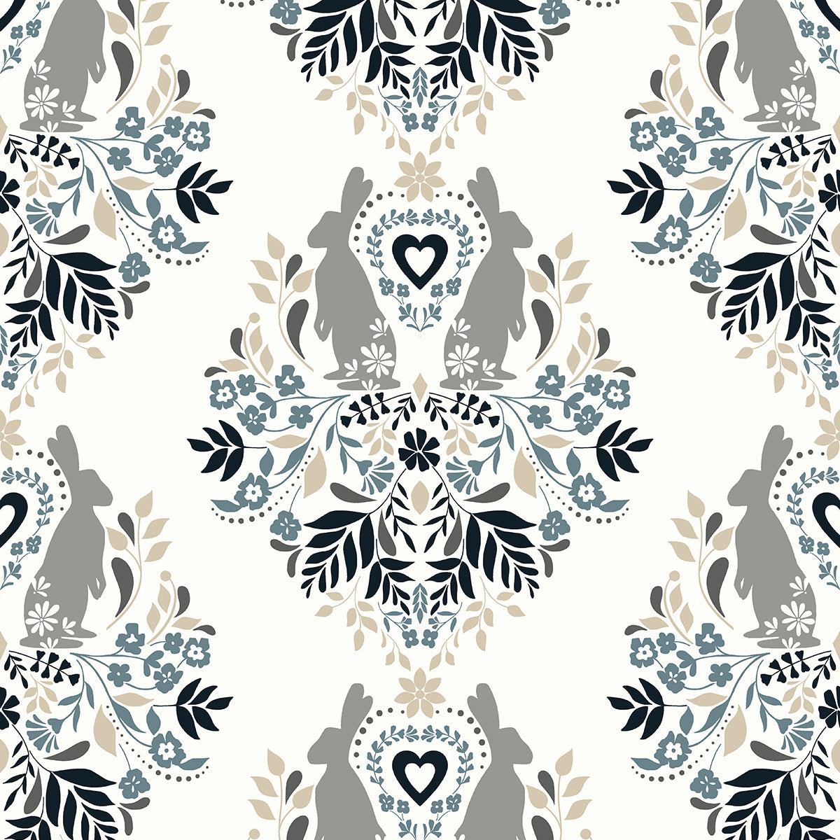 NW41808 NextWall NextWall Peel & Stick Wallpaper Spring Damask Bluestone & Grey