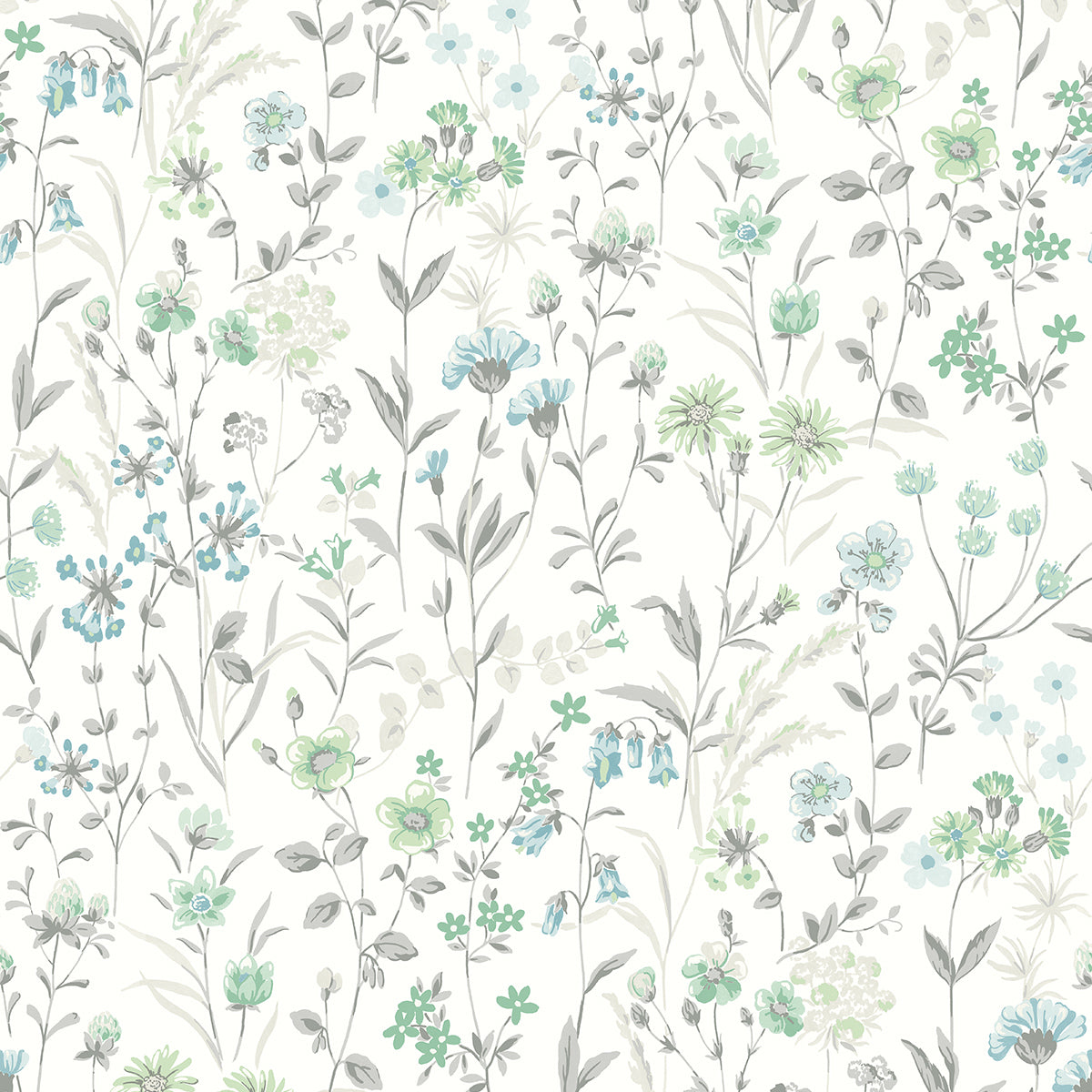 NW41924 NextWall NextWall Peel & Stick Wallpaper Wildflowers Dew Drop & Spring Green