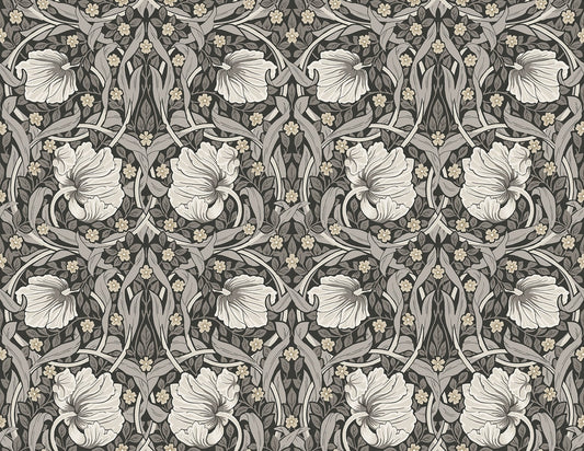 NW42400 NextWall NextWall Peel & Stick Wallpaper Pimpernel Floral Charcoal & Pearl Grey