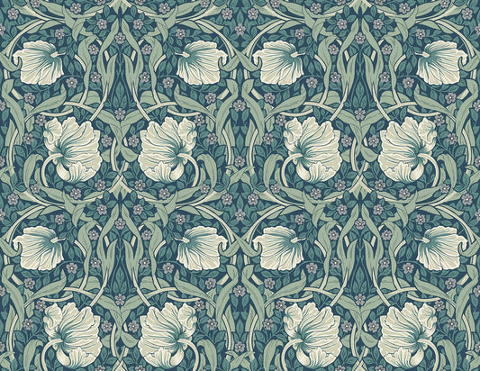 NW42404 NextWall NextWall Peel & Stick Wallpaper Pimpernel Floral Teal & Sandstone