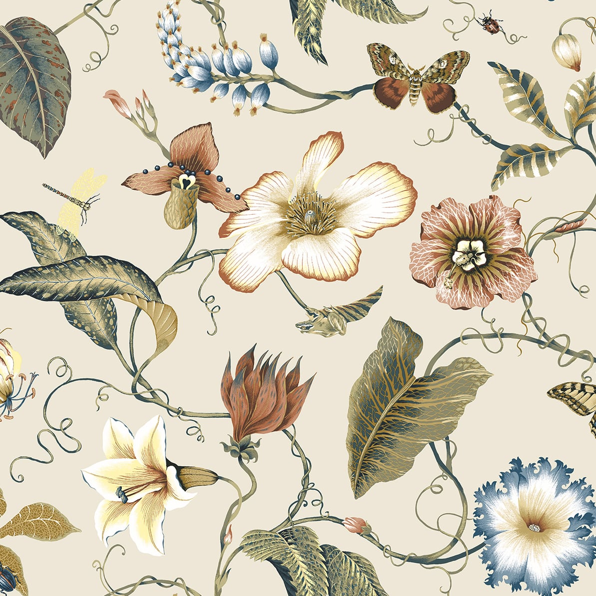 NW43005 NextWall NextWall Peel & Stick Wallpaper Summer Garden Floral Alabaster