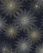 NW43102 NextWall NextWall Peel & Stick Wallpaper Starburst Geo Midnight & Gold