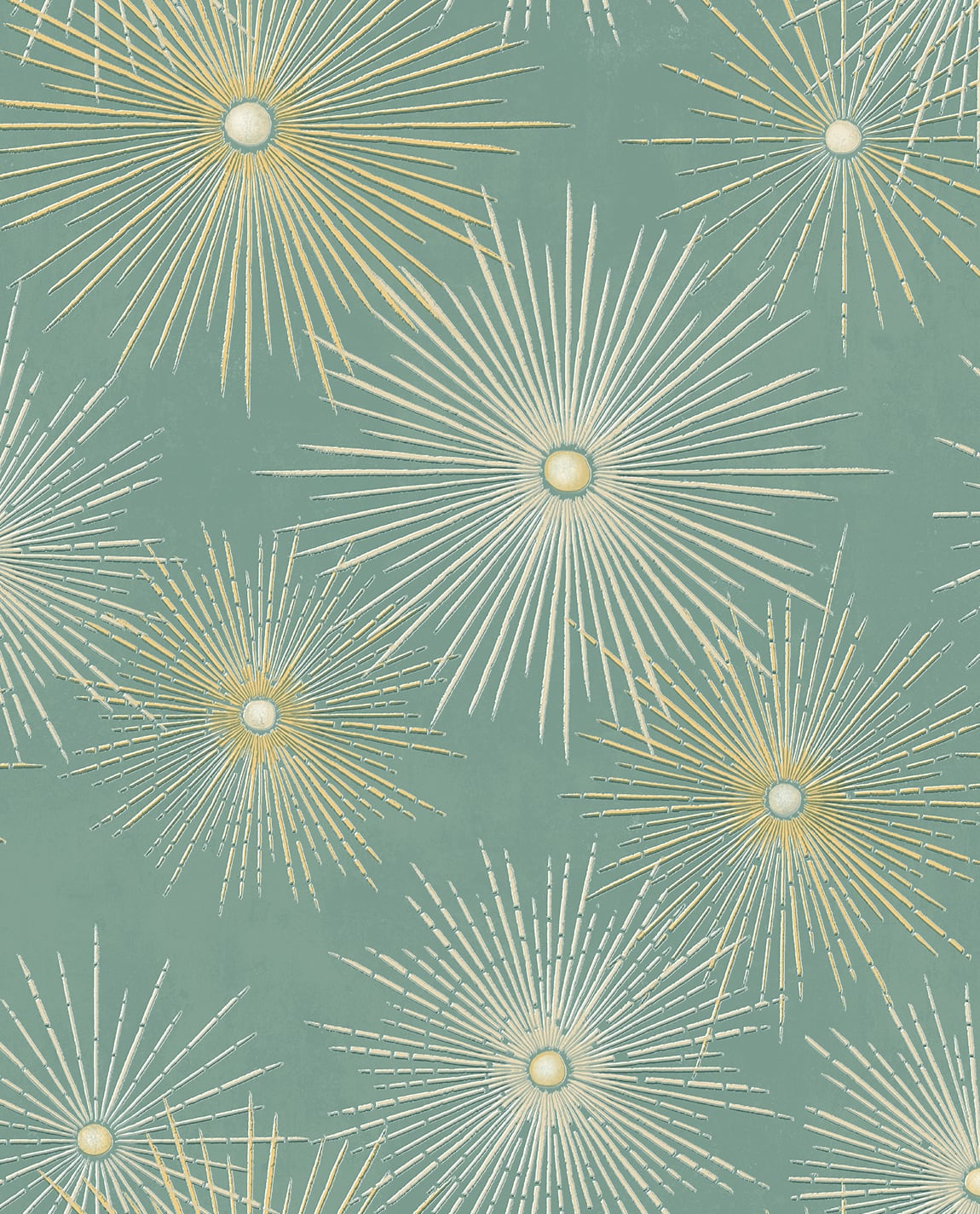 NW43104 NextWall NextWall Peel & Stick Wallpaper Starburst Geo Teal & Metallic Gold