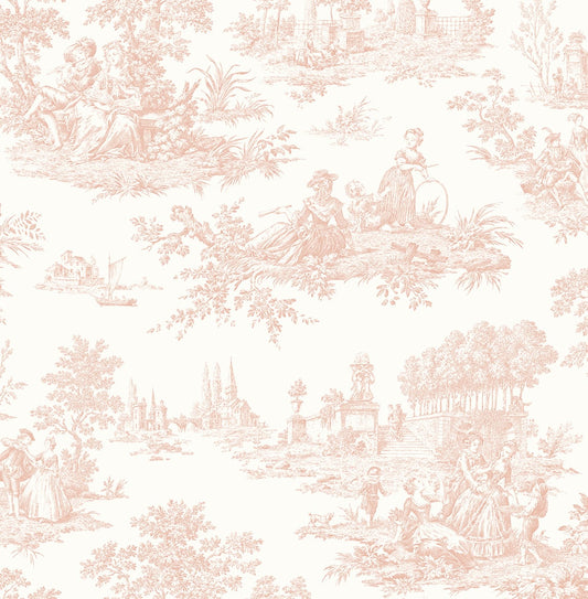 NW43301 NextWall NextWall Peel & Stick Wallpaper Chateau Toile Blush