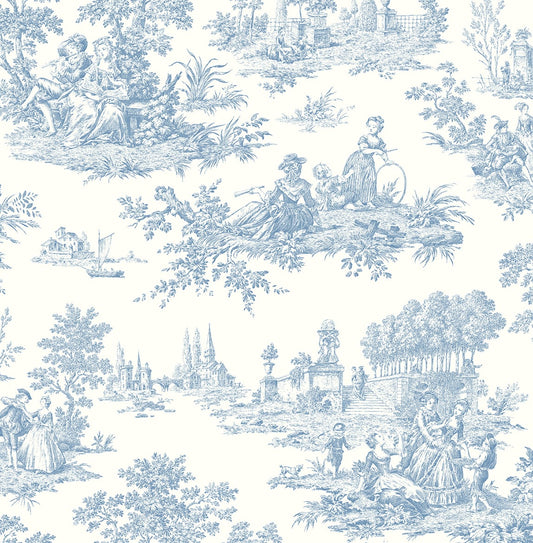 NW43302 NextWall NextWall Peel & Stick Wallpaper Chateau Toile Blue Bell