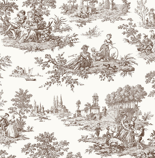 NW43307 NextWall NextWall Peel & Stick Wallpaper Chateau Toile Sable Brown