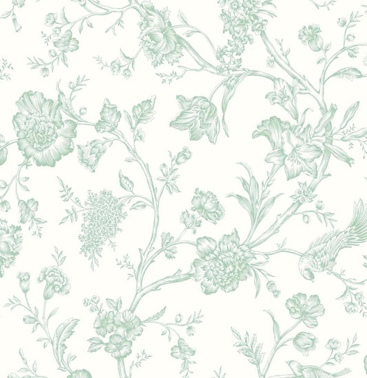 NW43404 NextWall NextWall Peel & Stick Wallpaper Jasmine Chinoiserie Seaglass
