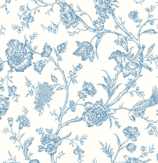 NW43412 NextWall NextWall Peel & Stick Wallpaper Jasmine Chinoiserie Carolina Blue