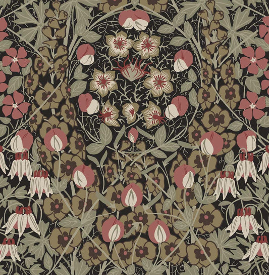 NW43806 NextWall NextWall Peel & Stick Wallpaper Tulip Garden Ebony & Red Clay