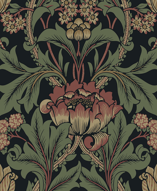 NW44401 NextWall NextWall Peel & Stick Wallpaper Primrose Floral Denim Blue & Auburn