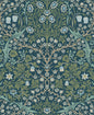 NW44502 NextWall NextWall Peel & Stick Wallpaper Victorian Garden Prussian Blue & Moss Green