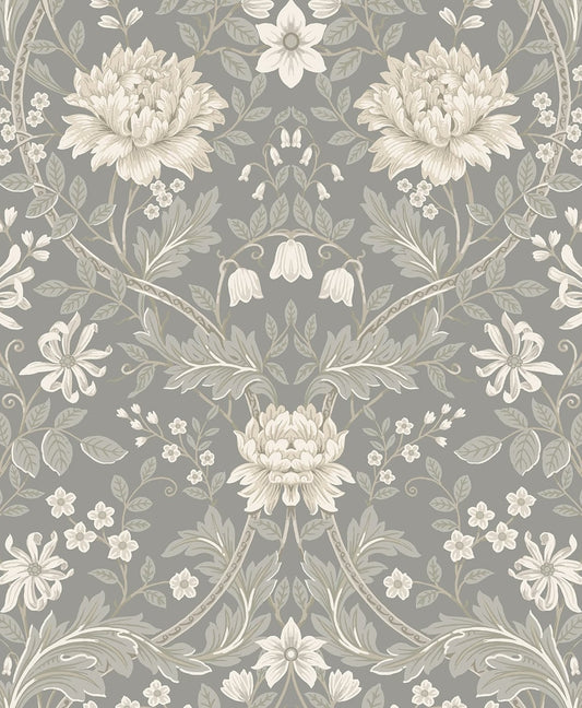 NW44608 NextWall NextWall Peel & Stick Wallpaper Honeysuckle Trail Daydream Grey