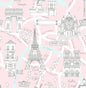 NW44801 NextWall NextWall Peel & Stick Wallpaper Paris Scene Pale Pink