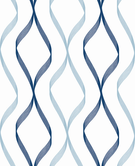 NW45102 NextWall NextWall Peel & Stick Wallpaper Ogee Ribbon Celtic Blue & Dewdrop