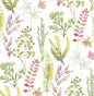 NW45407 NextWall NextWall Peel & Stick Wallpaper Wild Garden Lemongrass & Posy Pink