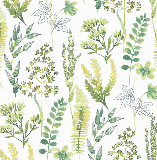 NW45412 NextWall NextWall Peel & Stick Wallpaper Wild Garden Lemon Lime