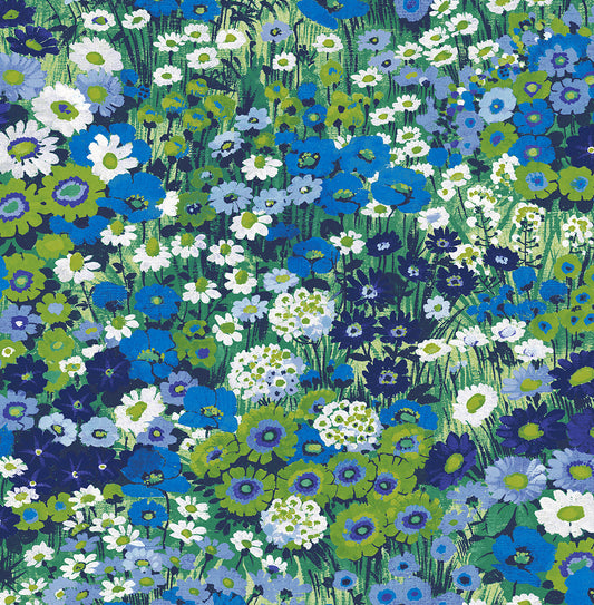 NW46102 NextWall NextWall Peel & Stick Wallpaper Floral Meadow Bright Blue & Sap Green