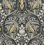 NW46200 NextWall NextWall Peel & Stick Wallpaper Bird Ogee Ebony & Sepia