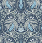 NW46202 NextWall NextWall Peel & Stick Wallpaper Bird Ogee Navy & Sky Blue