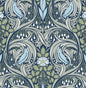 NW46204 NextWall NextWall Peel & Stick Wallpaper Bird Ogee Navy & Fern Green