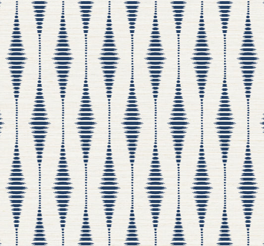 NW46402 NextWall NextWall Peel & Stick Wallpaper Striped Ikat Navy Blue & Linen