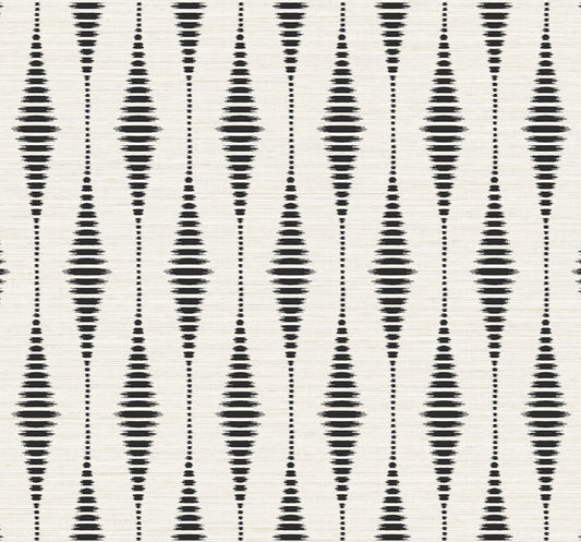 NW46410 NextWall NextWall Peel & Stick Wallpaper Striped Ikat Ebony & Linen