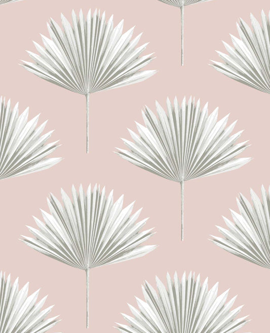 NW46501 NextWall NextWall Peel & Stick Wallpaper Tropical Fan Palm Pink Mist