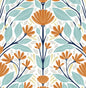 NW47101 NextWall NextWall Peel & Stick Wallpaper Folk Floral Verdigris & Orange