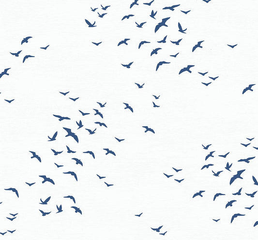 NW47602 NextWall NextWall Peel & Stick Wallpaper Birds in Flight Navy Blue