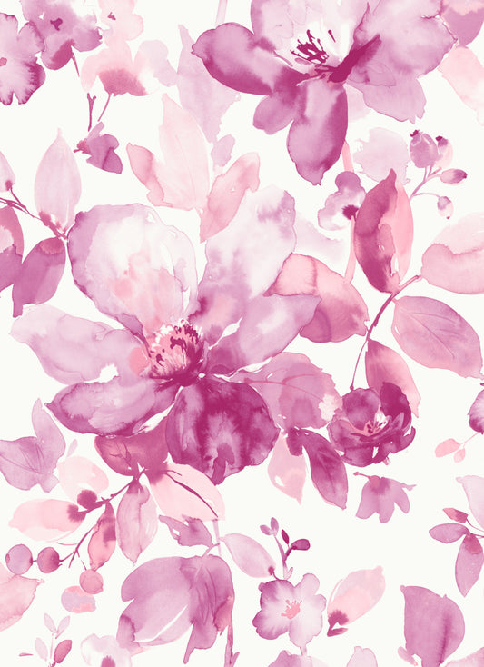 NW47801 NextWall NextWall Peel & Stick Wallpaper Watercolor Flower Pink