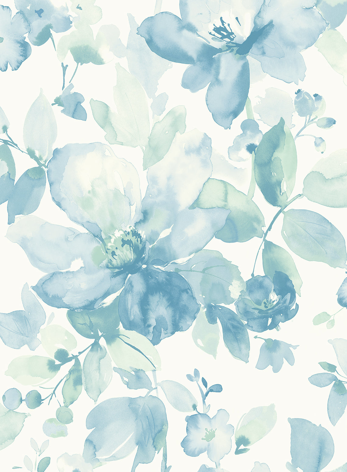 NW47804 NextWall NextWall Peel & Stick Wallpaper Watercolor Flower Seaglass