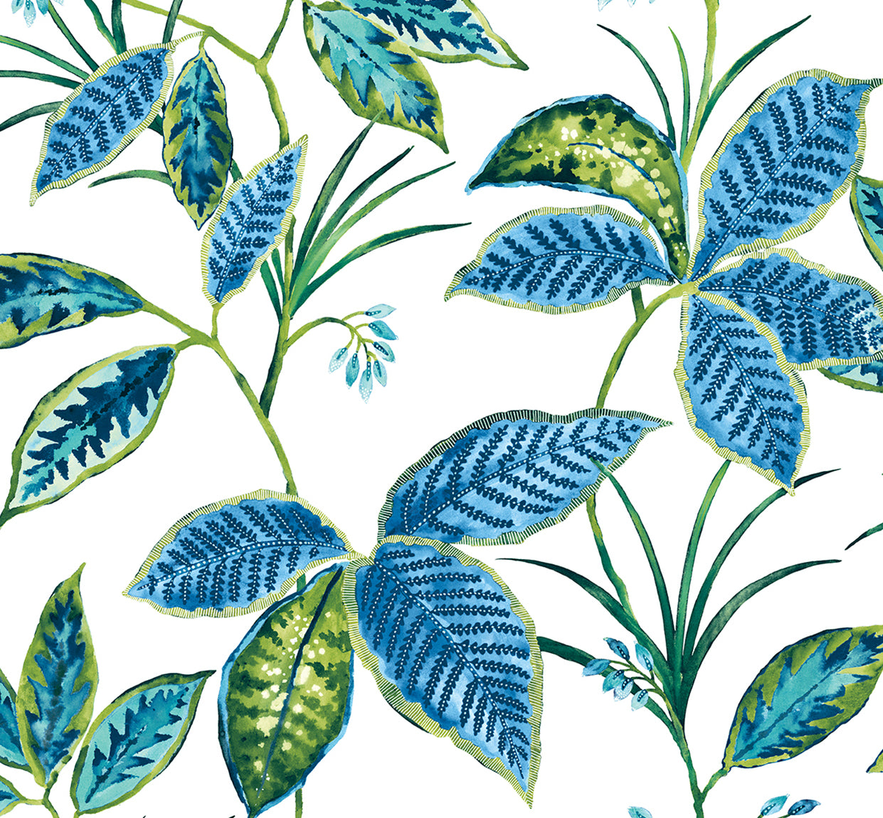 NW48312 NextWall NextWall Peel & Stick Wallpaper Boho Leaf Trail Lagoon