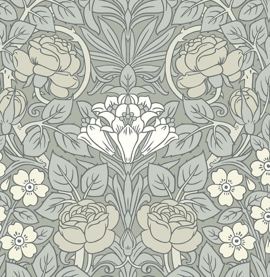NW49008 NextWall NextWall Peel & Stick Wallpaper Vintage Rose Alloy Grey
