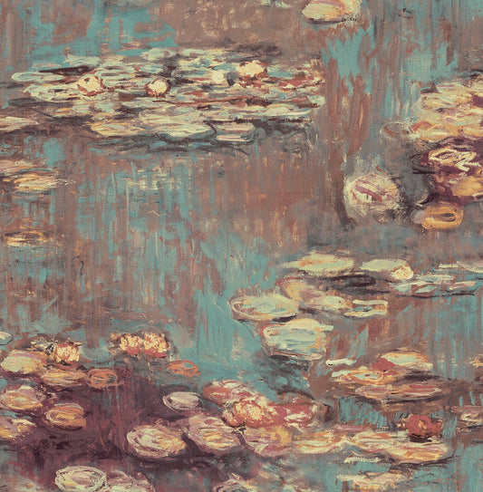 NW50006 NextWall NextWall Peel & Stick Wallpaper Lily Pond Rust & Deep Sea
