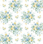 NW50502 NextWall NextWall Peel & Stick Wallpaper Floral Bunches Blue Stream & Buttercup